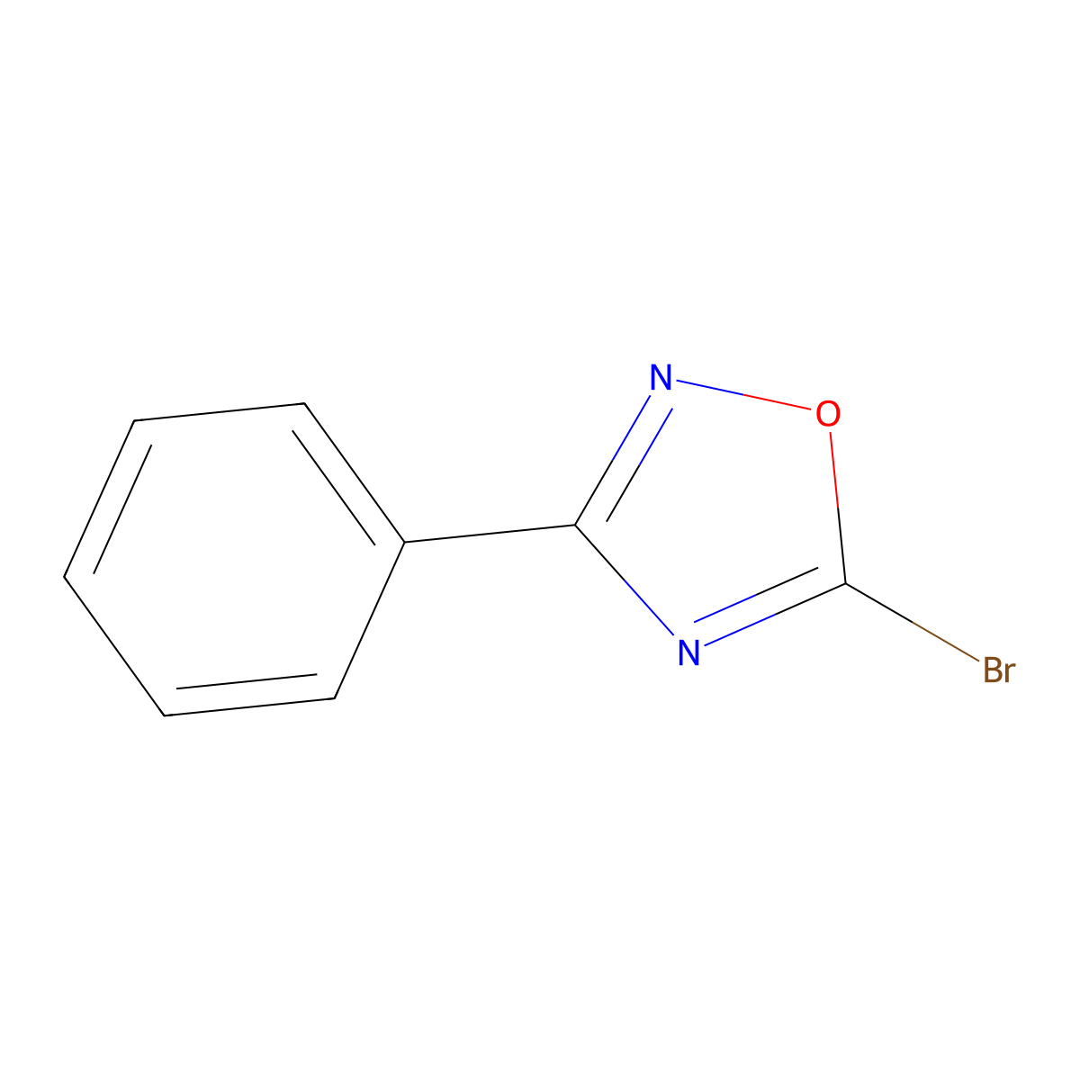 5-Bromo-3-phenyl-1,2,4-oxadiazole molecular structure, CAS 1263279-50-0