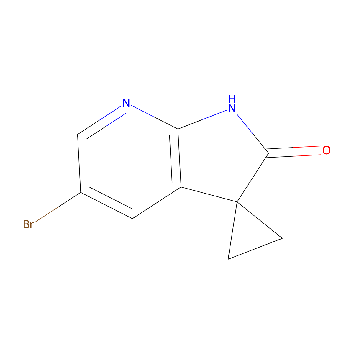 5'-Bromospiro[cyclopropane-1,3'-pyrrolo[2,3-b]pyridin]-2'(1'H)-one molecular structure, CAS 1263279-55-5