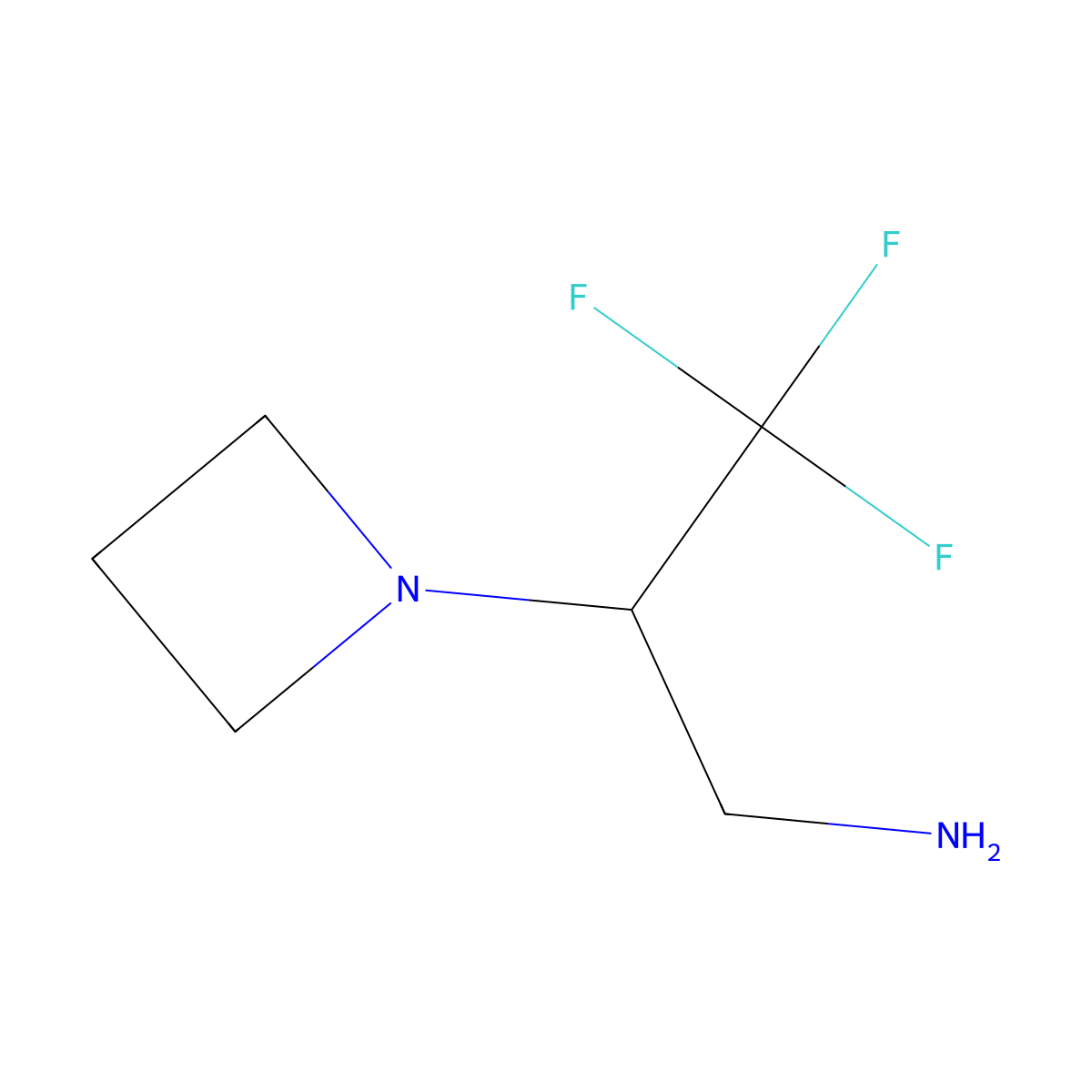 2-(Azetidin-1-yl)-3,3,3-trifluoropropan-1-amine molecular structure, CAS 1263279-91-9