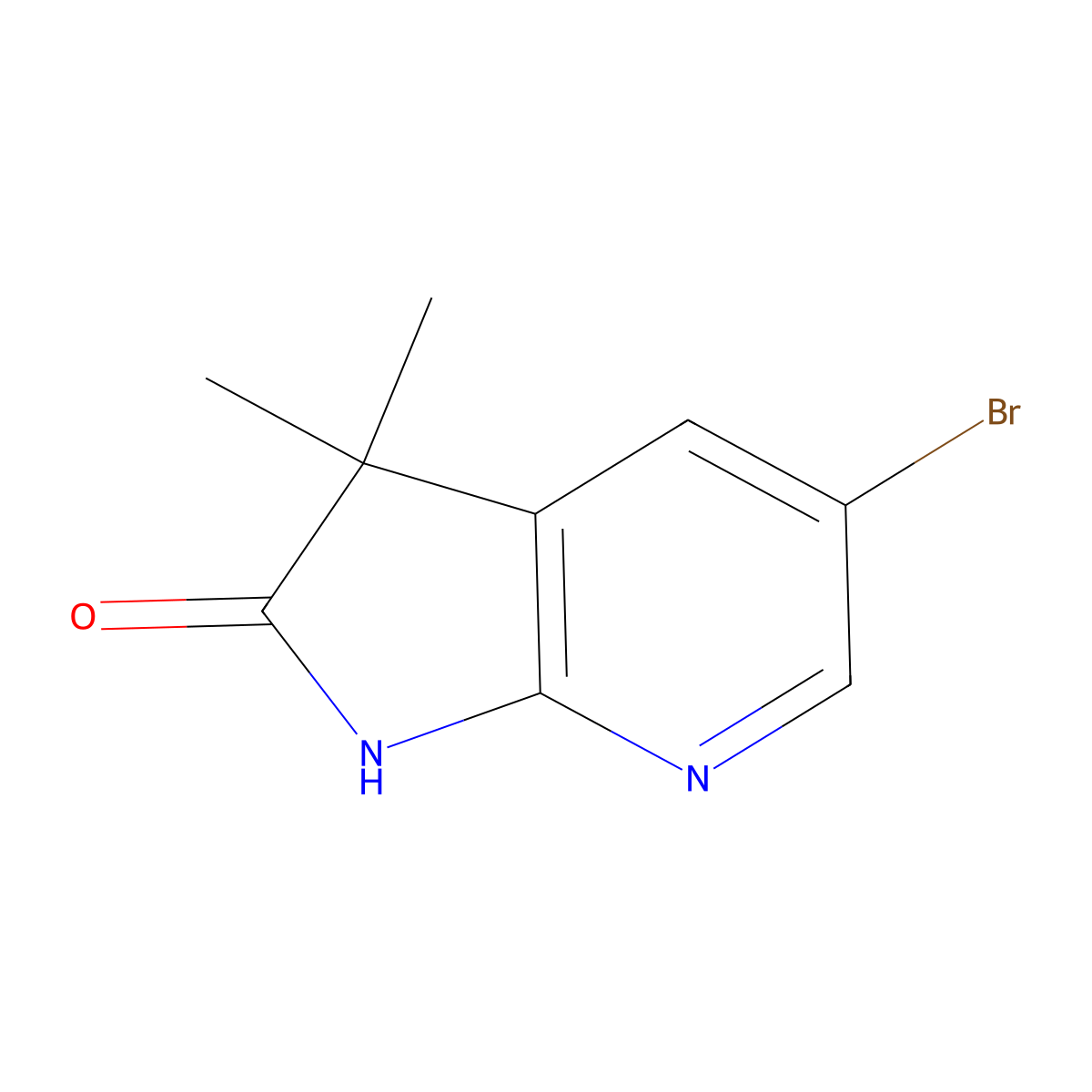 5-Bromo-3,3-dimethyl-1H-pyrrolo[2,3-b]pyridin-2(3H)-one molecular structure, CAS 1263280-06-3