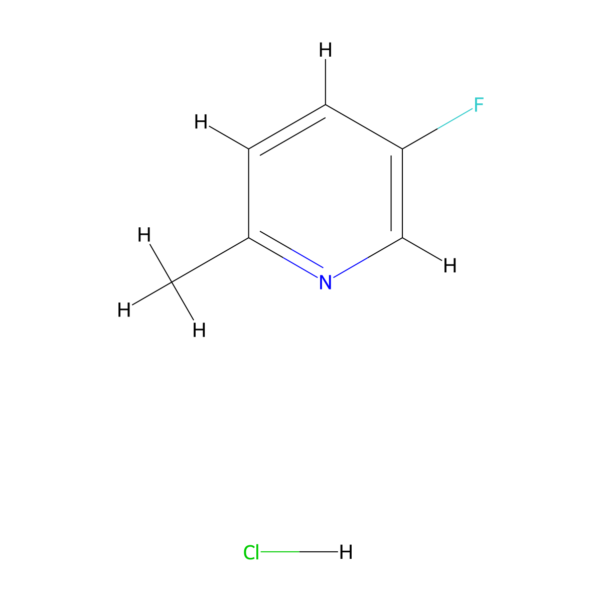 5-Fluoro-2-methylpyridine hydrochloride molecular structure, CAS 1263280-26-7