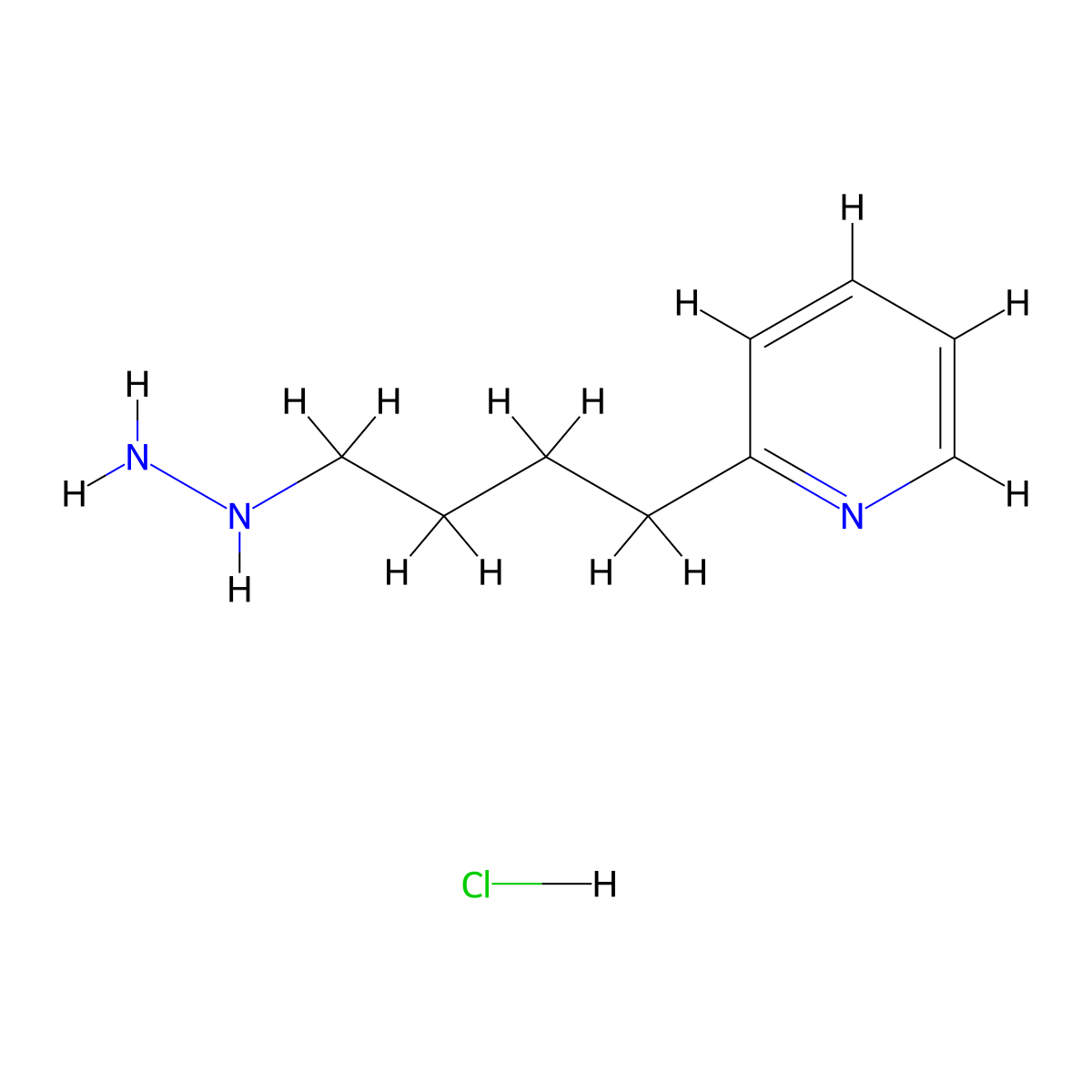 2-(4-Hydrazinylbutyl)pyridine hydrochloride molecular structure, CAS 1263280-29-0