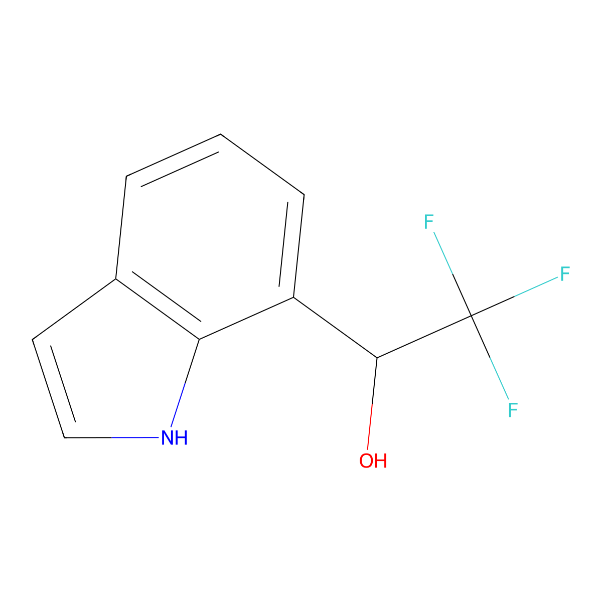 2,2,2-trifluoro-1-(1H-indol-7-yl)ethan-1-ol molecular structure, CAS 1263280-39-2