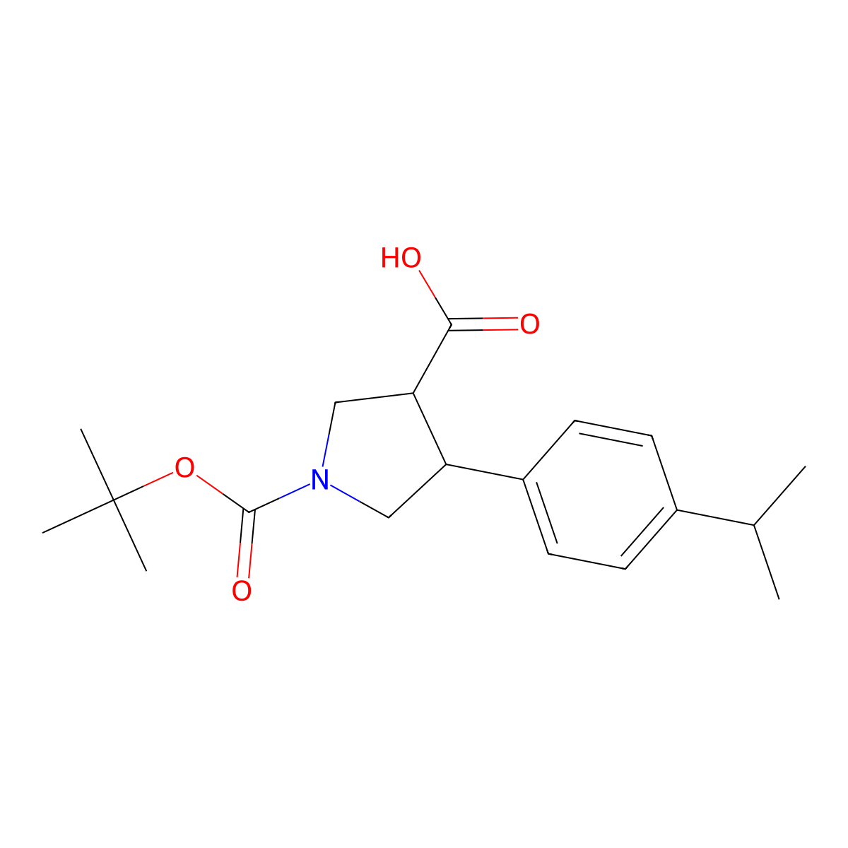 (3S,4R)-1-(tert-butoxycarbonyl)-4-(4-isopropylphenyl)pyrrolidine-3-carboxylic acid molecular structure, CAS 1263281-52-2