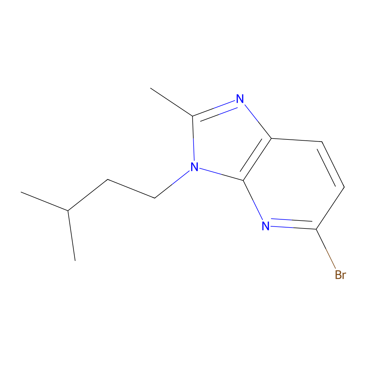 5-bromo-3-isopentyl-2-methyl-3H-imidazo[4,5-b]pyridine molecular structure, CAS 1263281-65-7