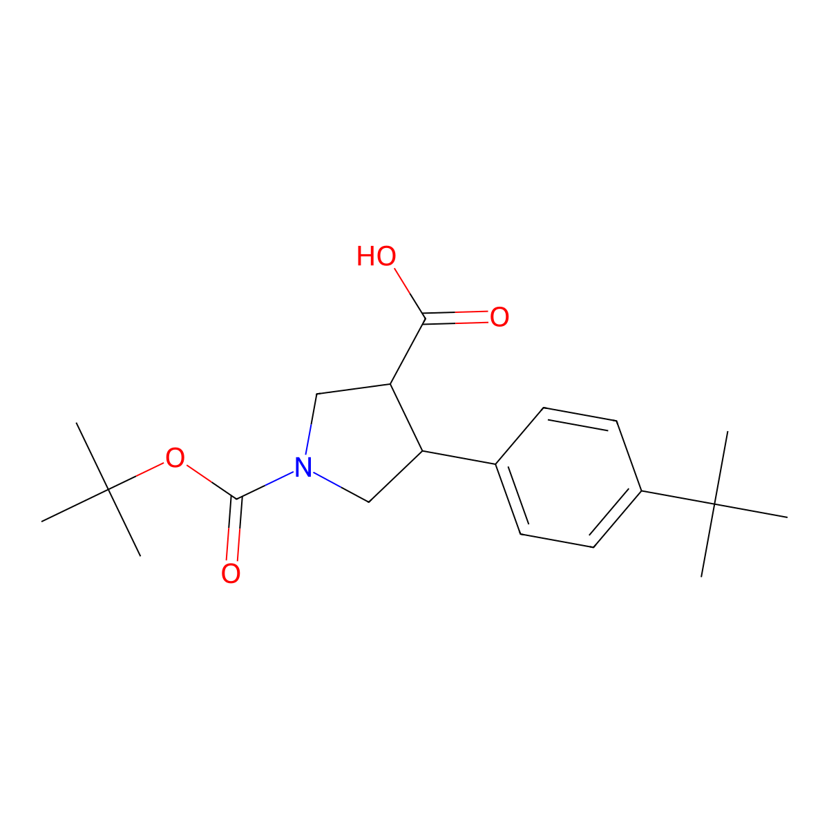 Trans-1-Boc-4-(4-tert-butylphenyl)pyrrolidine-3-carboxylic acid molecular structure, CAS 1263281-72-6