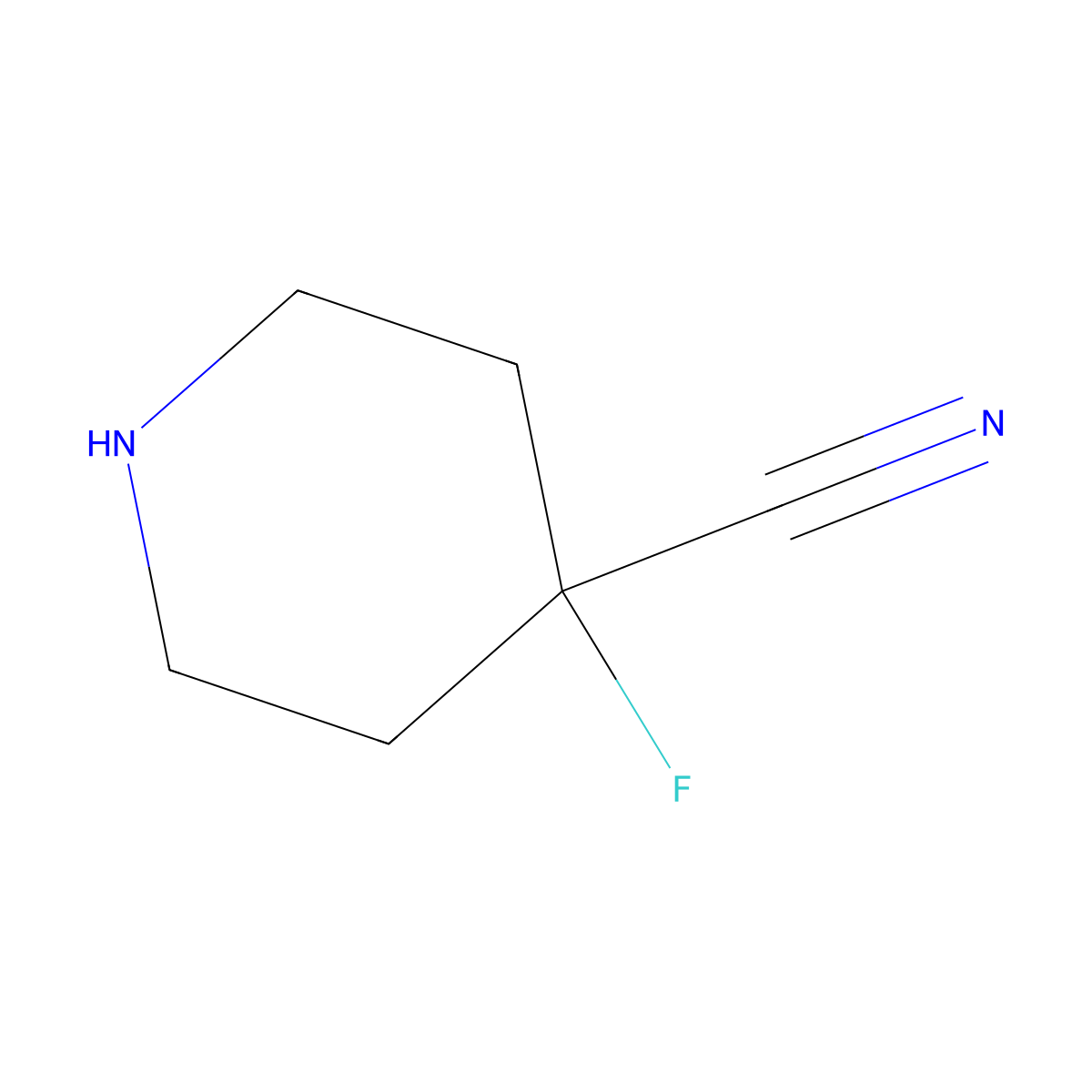 4-Fluoropiperidine-4-carbonitrile molecular structure, CAS 1263281-75-9
