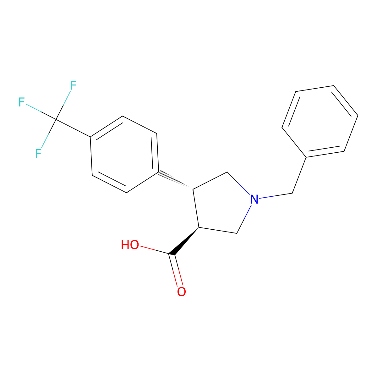 (3S,4R)-1-benzyl-4-(4-(trifluoromethyl)phenyl)pyrrolidine-3-carboxylic acid molecular structure, CAS 1263281-88-4