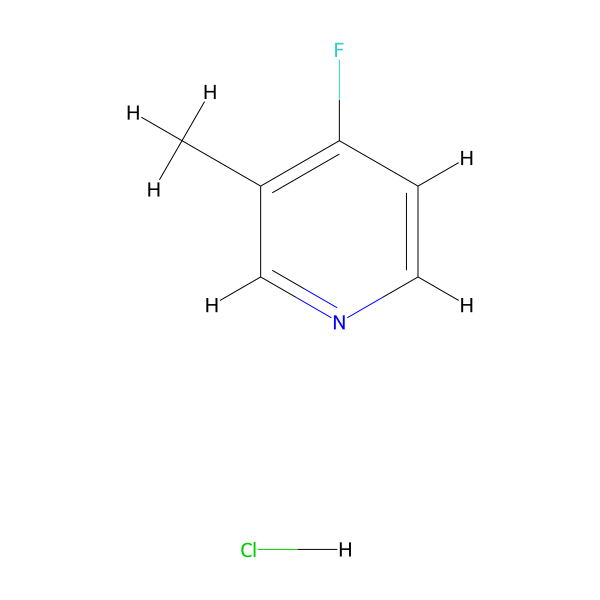 4-Fluoro-3-methylpyridine hydrochloride molecular structure, CAS 1263282-40-1