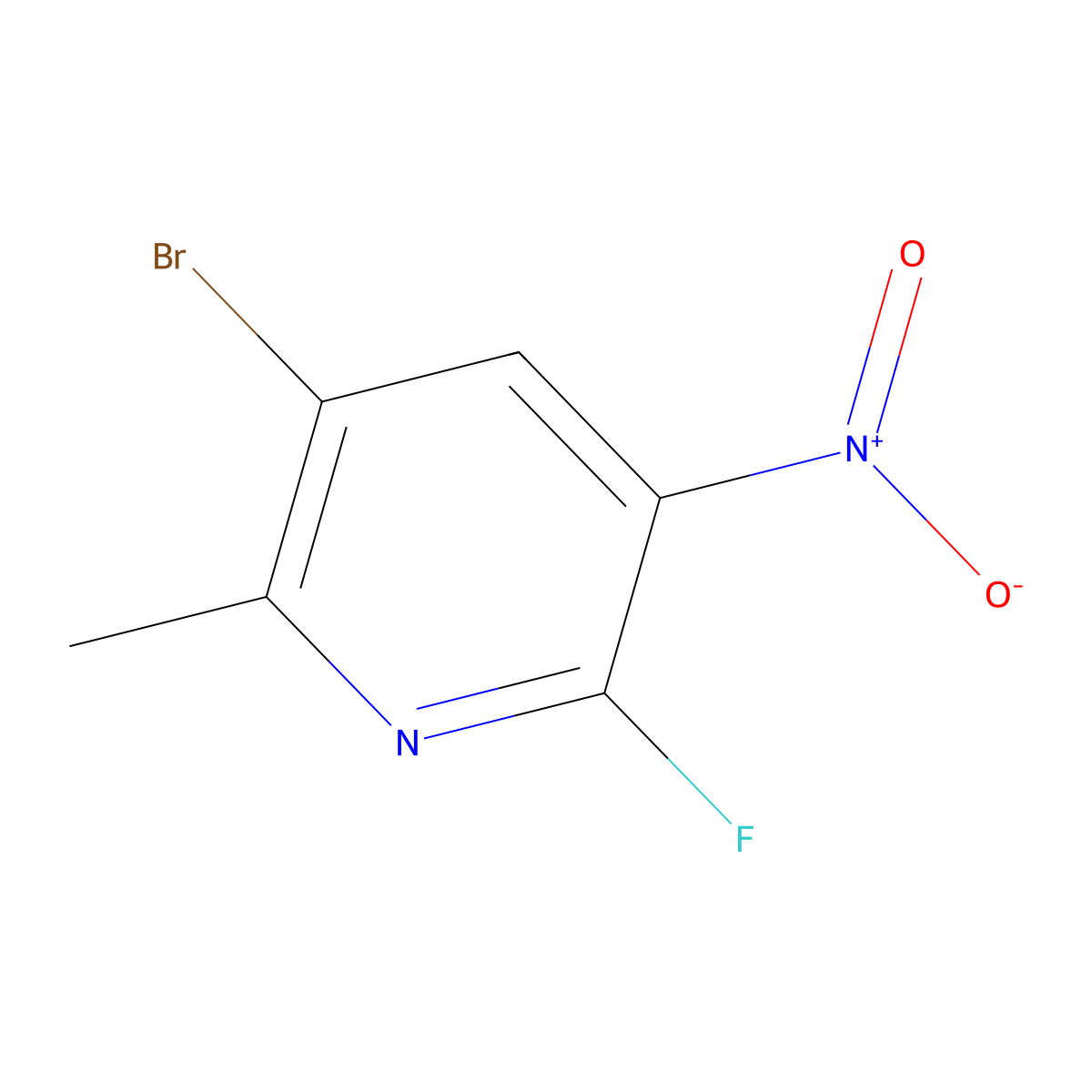 3-Bromo-6-fluoro-2-methyl-5-nitropyridine molecular structure, CAS 1263282-57-0