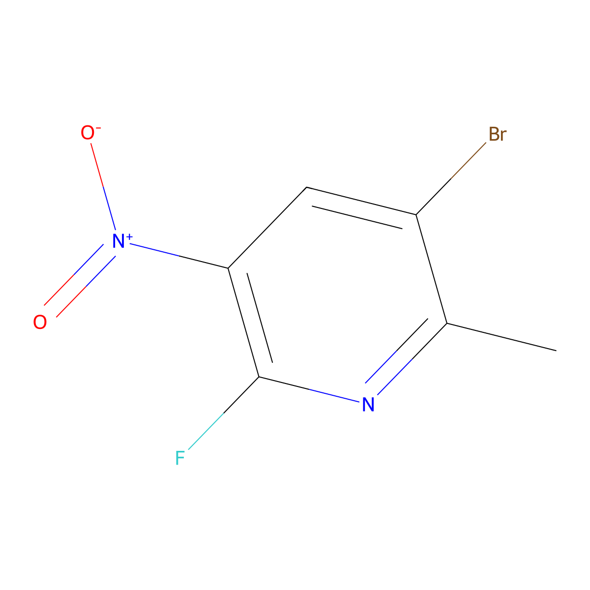 3-Bromo-6-fluoro-2-methyl-5-nitropyridine molecular structure, CAS 1263282-57-0