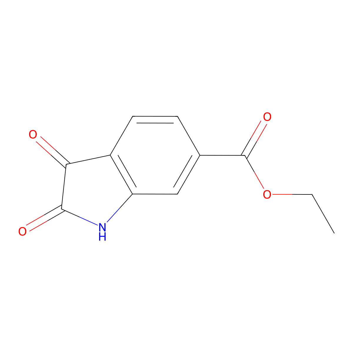 Ethyl 2,3-dioxoindoline-6-carboxylate molecular structure, CAS 1263282-64-9