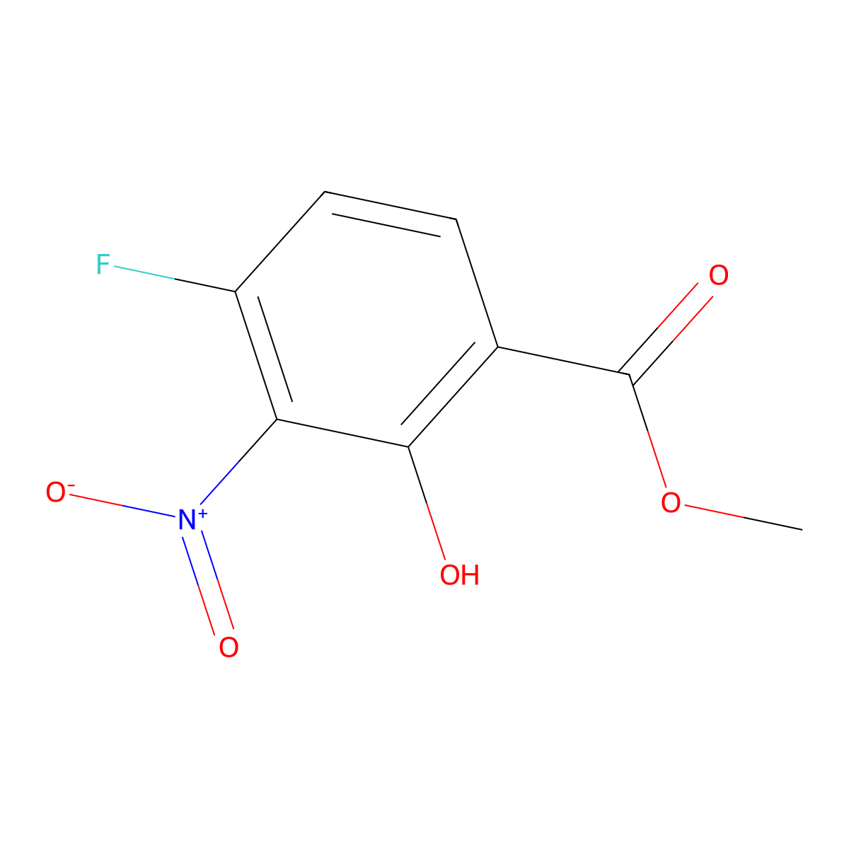 Methyl 4-fluoro-2-hydroxy-3-nitrobenzoate molecular structure, CAS 1263283-00-6