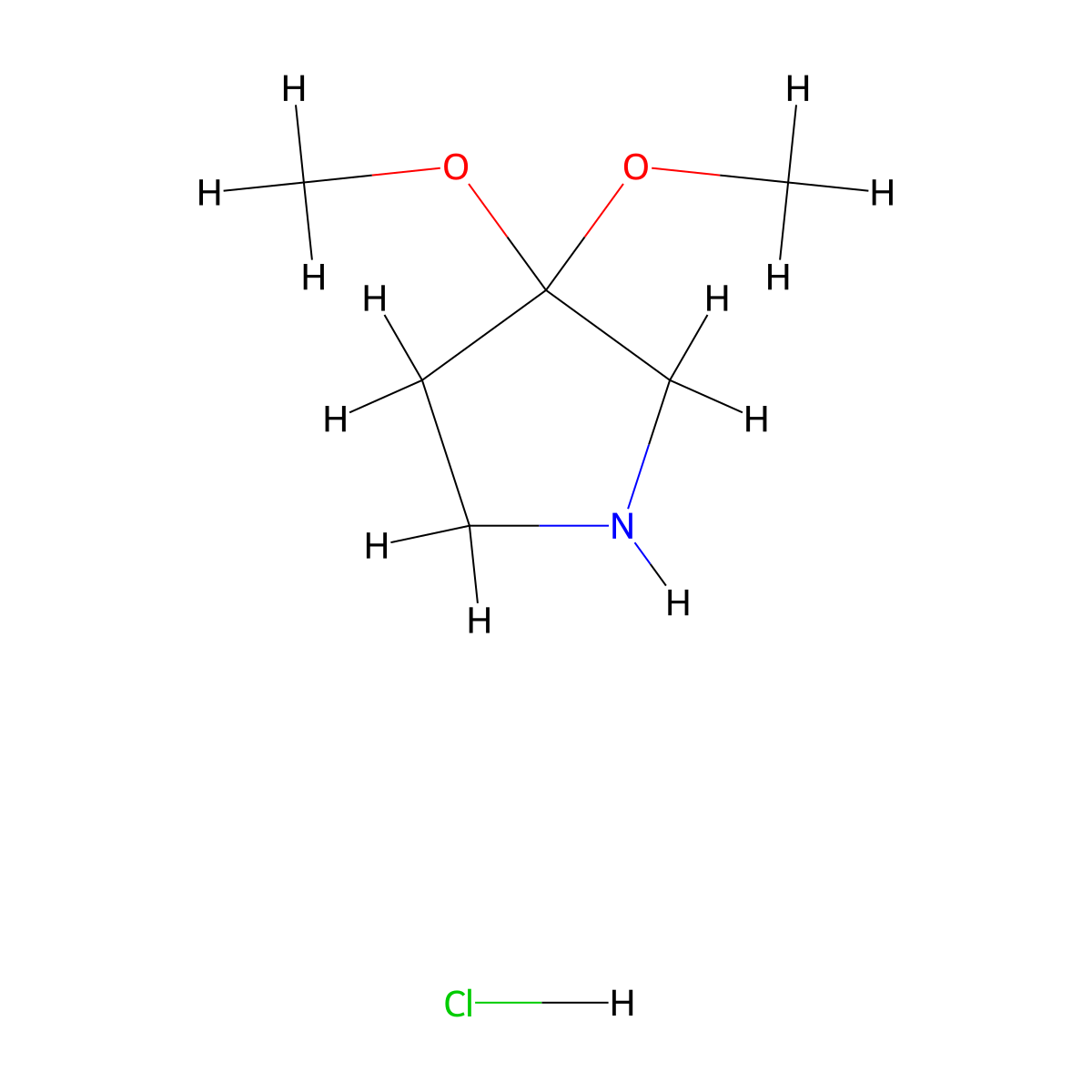 3,3-Dimethoxypyrrolidine hydrochloride molecular structure, CAS 1263283-20-0