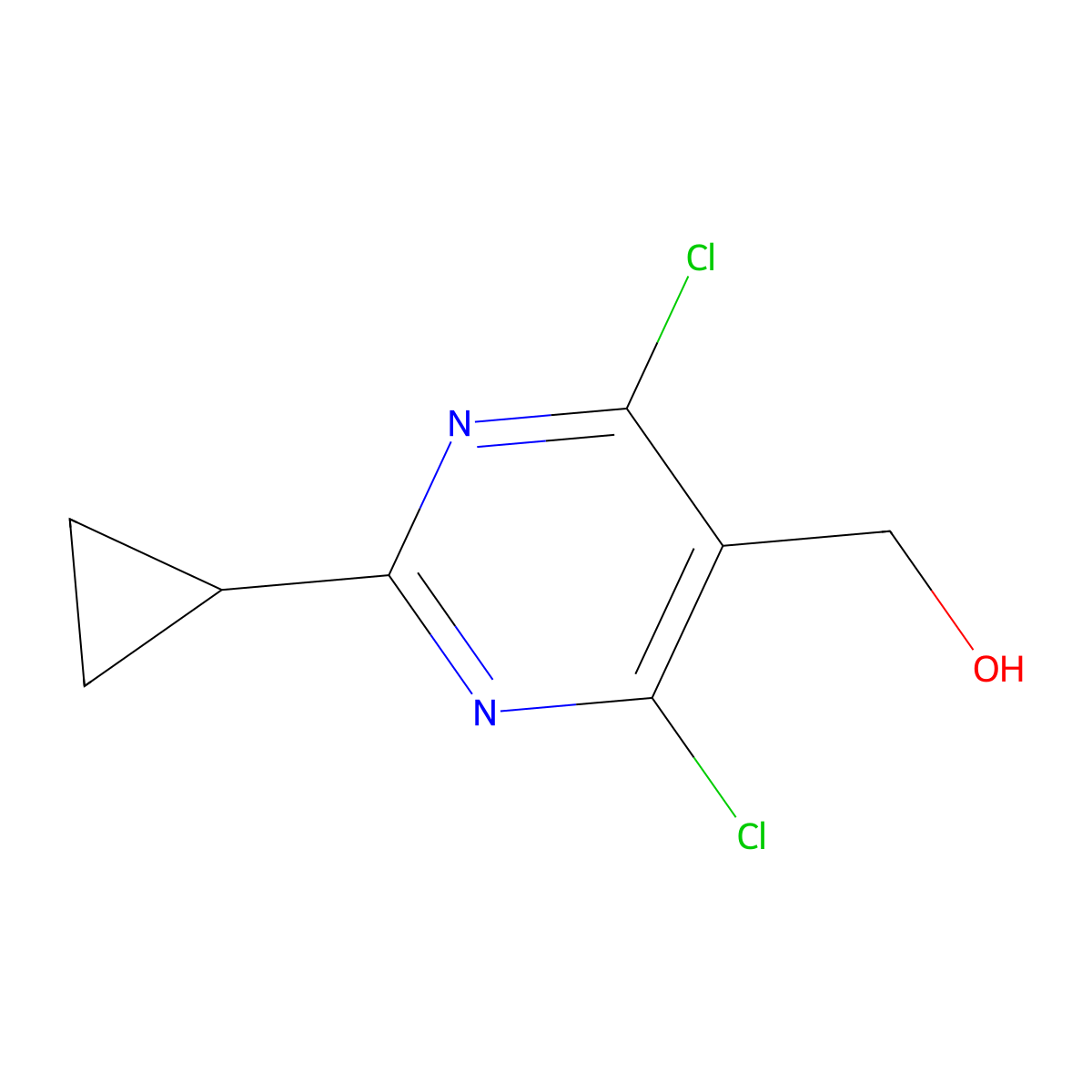 (4,6-Dichloro-2-cyclopropylpyrimidin-5-yl)methanol molecular structure, CAS 1263283-21-1