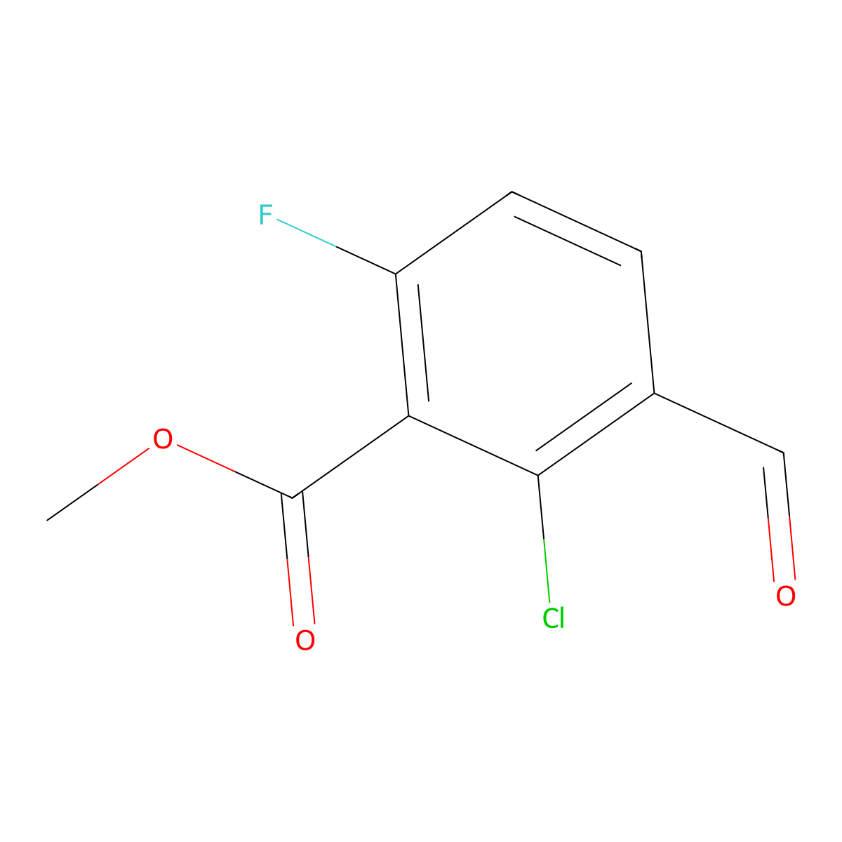 Methyl 2-chloro-6-fluoro-3-formylbenzoate molecular structure, CAS 1263283-36-8