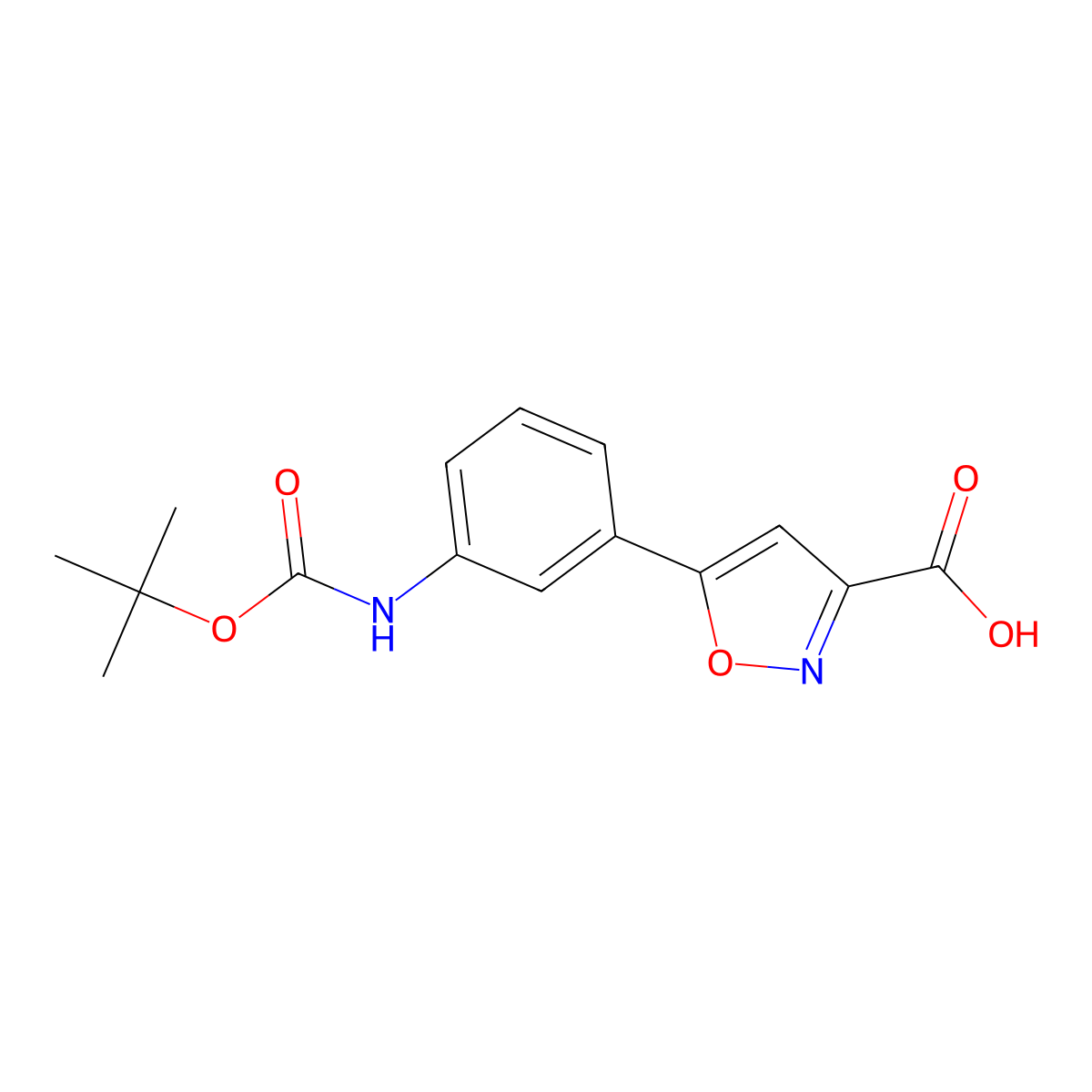 5-(3-((tert-Butoxycarbonyl)amino)phenyl)isoxazole-3-carboxylic acid molecular structure, CAS 1263283-70-0