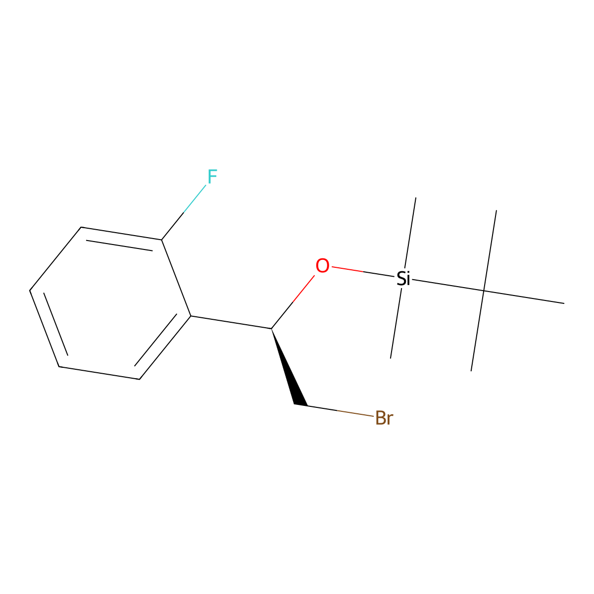 (R)-(2-bromo-1-(2-fluorophenyl)ethoxy)(tert-butyl)dimethylsilane molecular structure, CAS 1263284-18-9