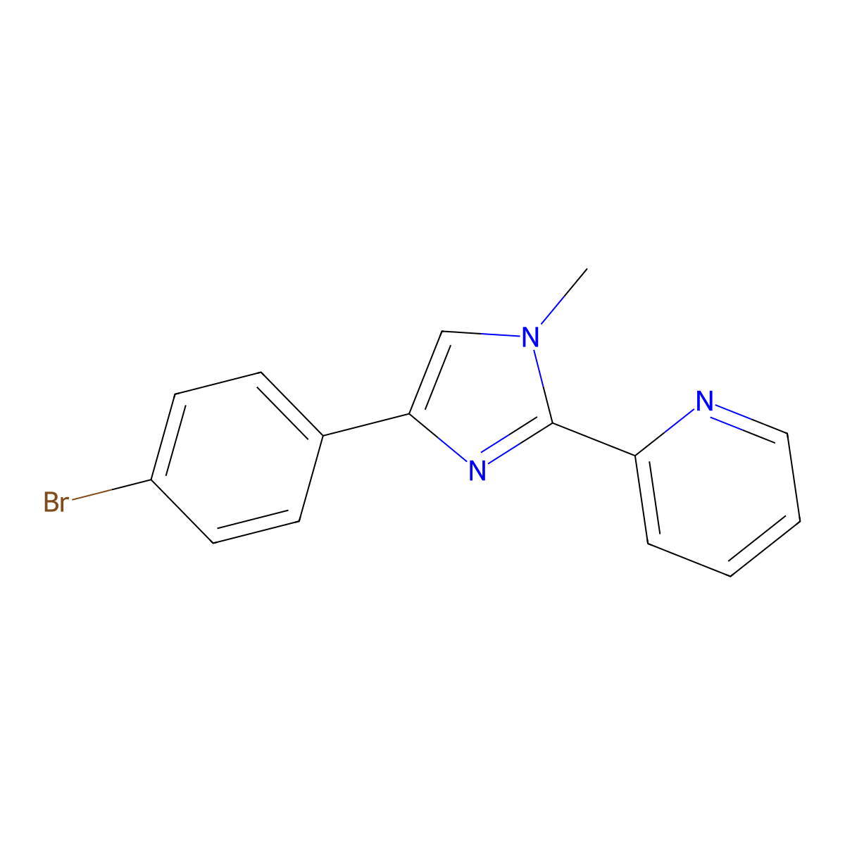 2-(4-(4-bromophenyl)-1-methyl-1H-imidazol-2-yl)pyridine molecular structure, CAS 1263284-43-0