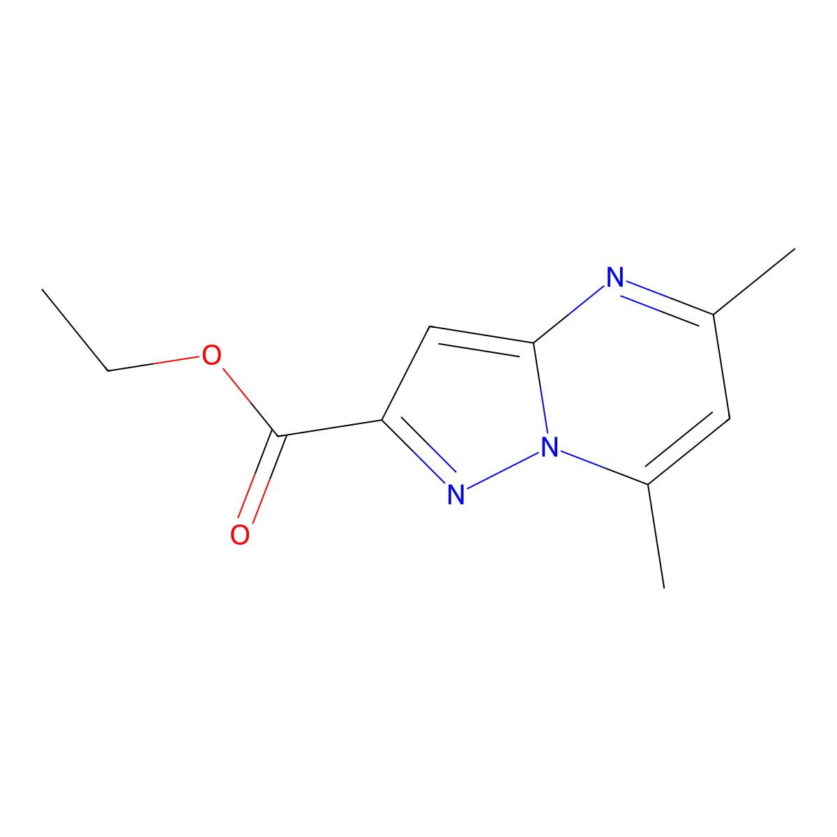 Ethyl 5,7-dimethylpyrazolo[1,5-a]pyrimidine-2-carboxylate molecular structure, CAS 1263285-54-6