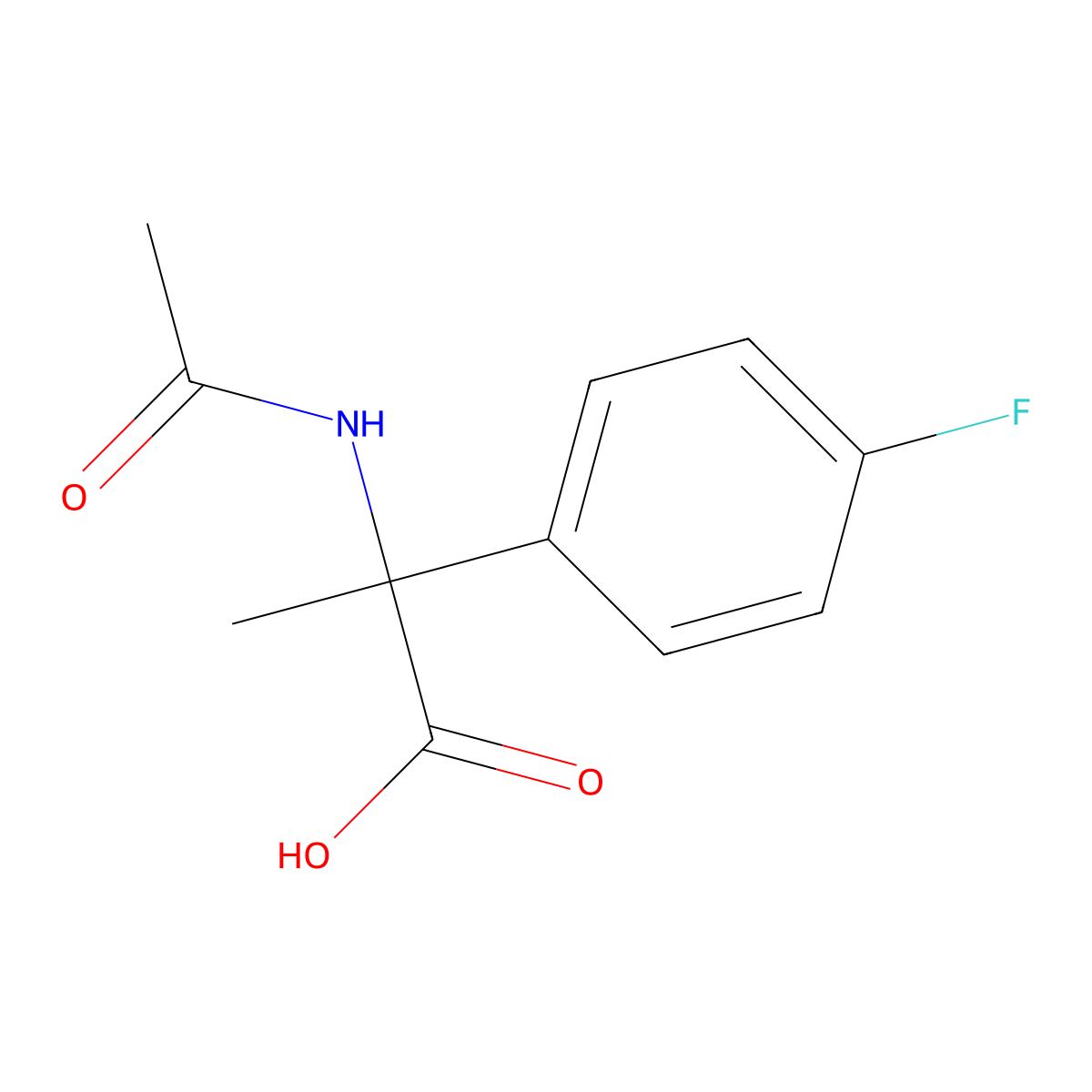 2-Acetamido-2-(4-fluorophenyl)propanoic acid molecular structure, CAS 1263285-87-5
