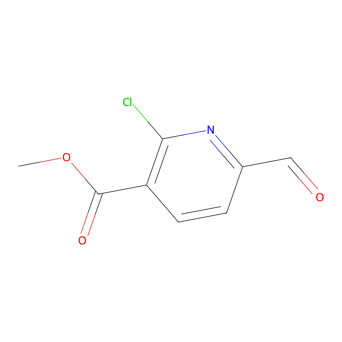 Methyl 2-chloro-6-formylpyridine-3-carboxylate molecular structure, CAS 1263286-09-4