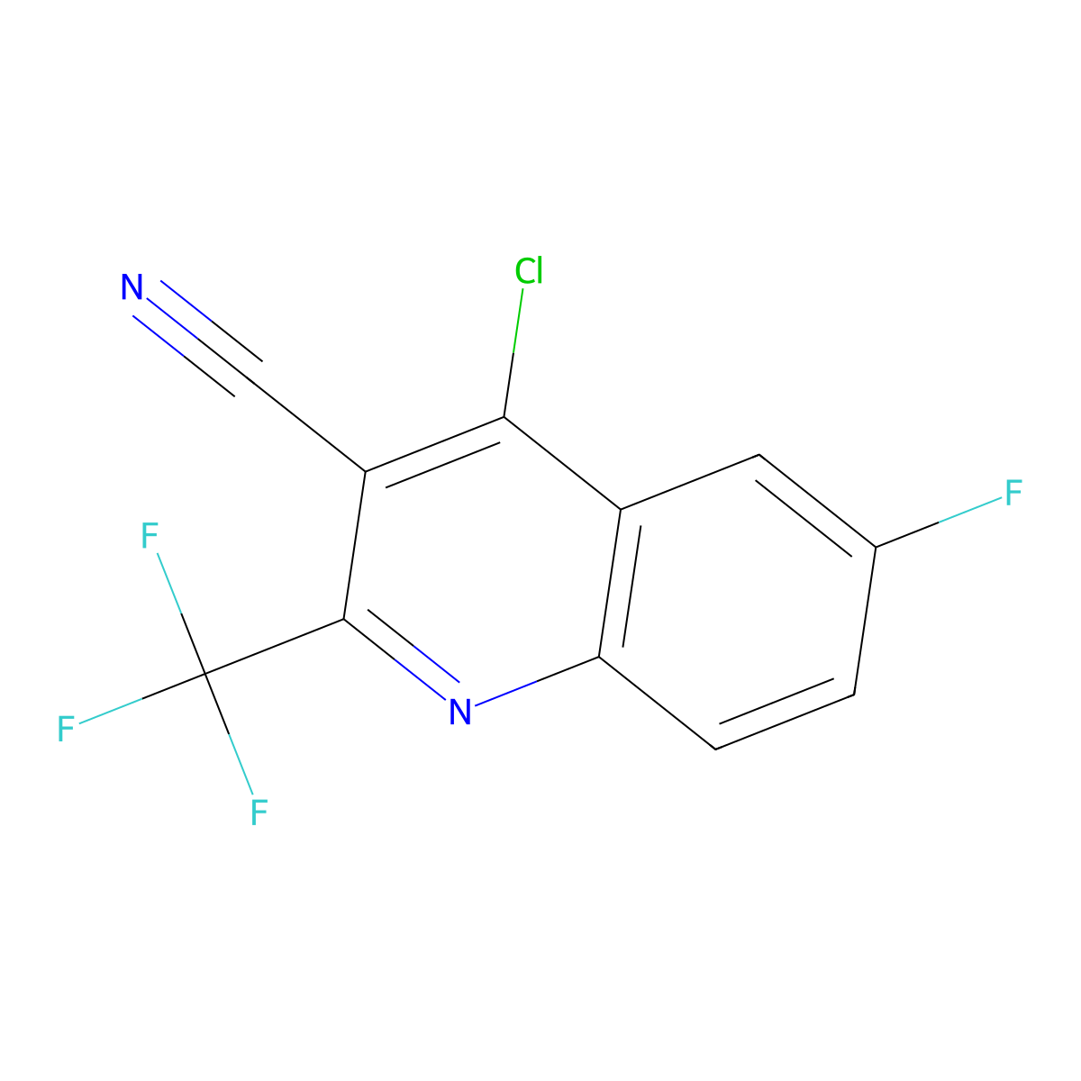 4-Chloro-6-fluoro-2-(trifluoromethyl)quinoline-3-carbonitrile molecular structure, CAS 1263286-10-7