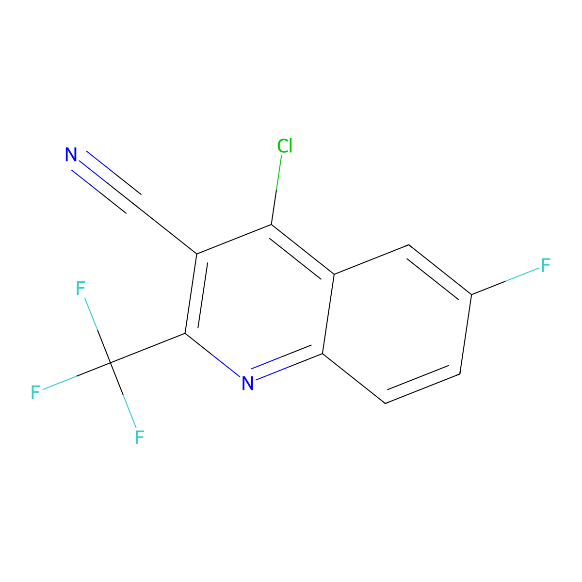 4-Chloro-6-fluoro-2-(trifluoromethyl)quinoline-3-carbonitrile molecular structure, CAS 1263286-10-7