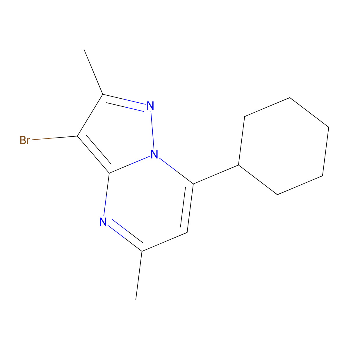 3-Bromo-7-cyclohexyl-2,5-dimethylpyrazolo[1,5-a]pyrimidine molecular structure, CAS 1263286-18-5