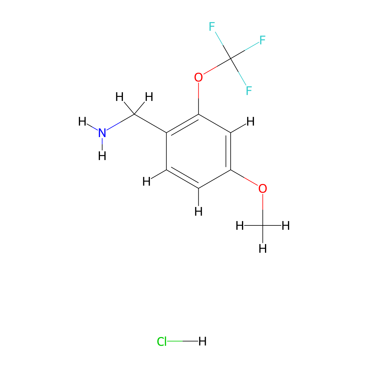 (4-Methoxy-2-(trifluoromethoxy)phenyl)methanamine hydrochloride molecular structure, CAS 1263286-39-0