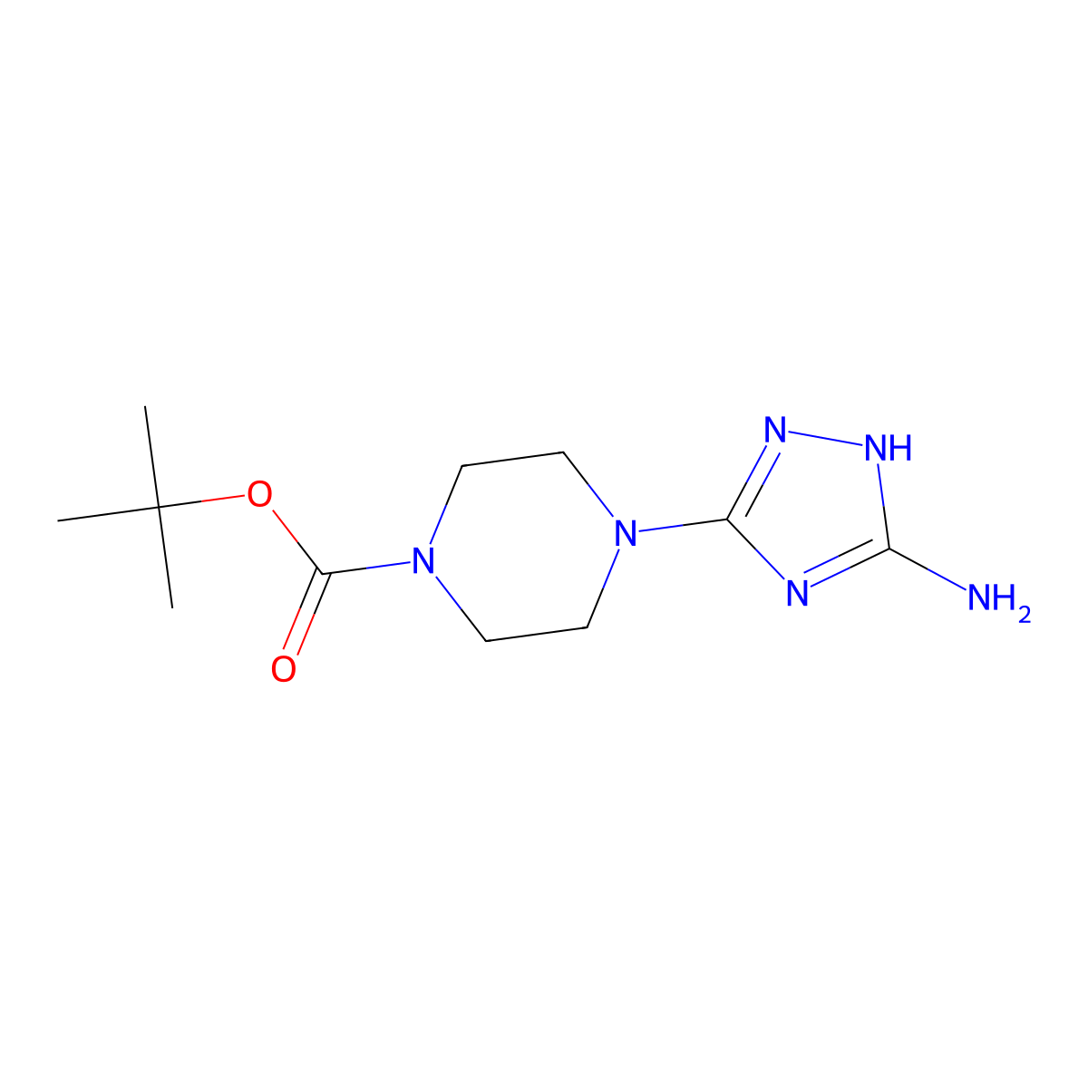 tert-butyl 4-(5-amino-4H-1,2,4-triazol-3-yl)piperazine-1-carboxylate molecular structure, CAS 1263286-45-8