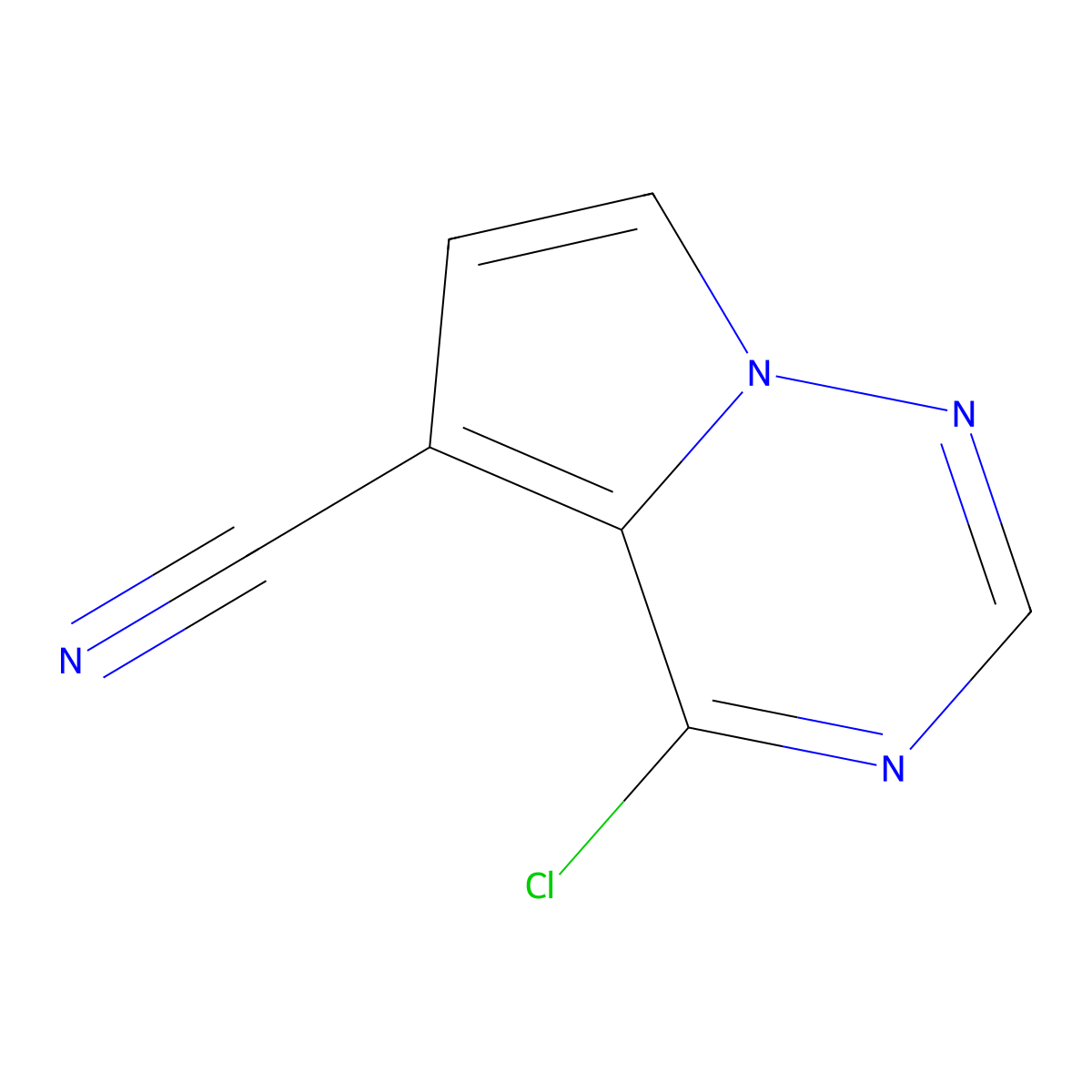 4-Chloropyrrolo[2,1-f][1,2,4]triazine-5-carbonitrile molecular structure, CAS 1263286-52-7