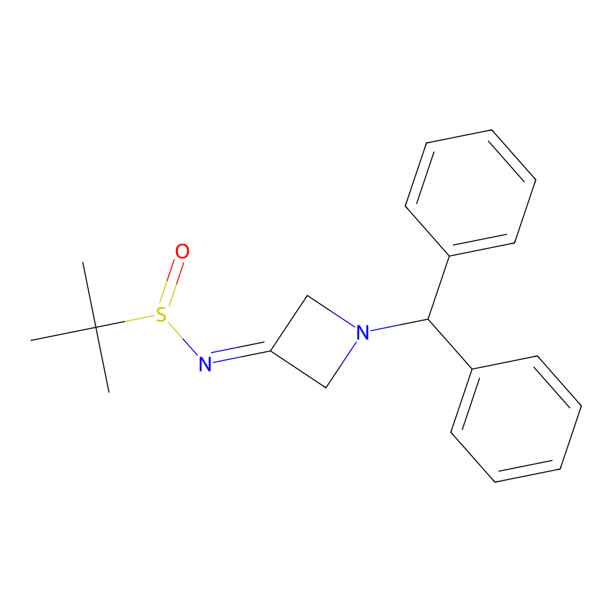 N-(1-Benzhydrylazetidin-3-ylidene)-2-methylpropane-2-sulfinamide molecular structure, CAS 1263296-74-7