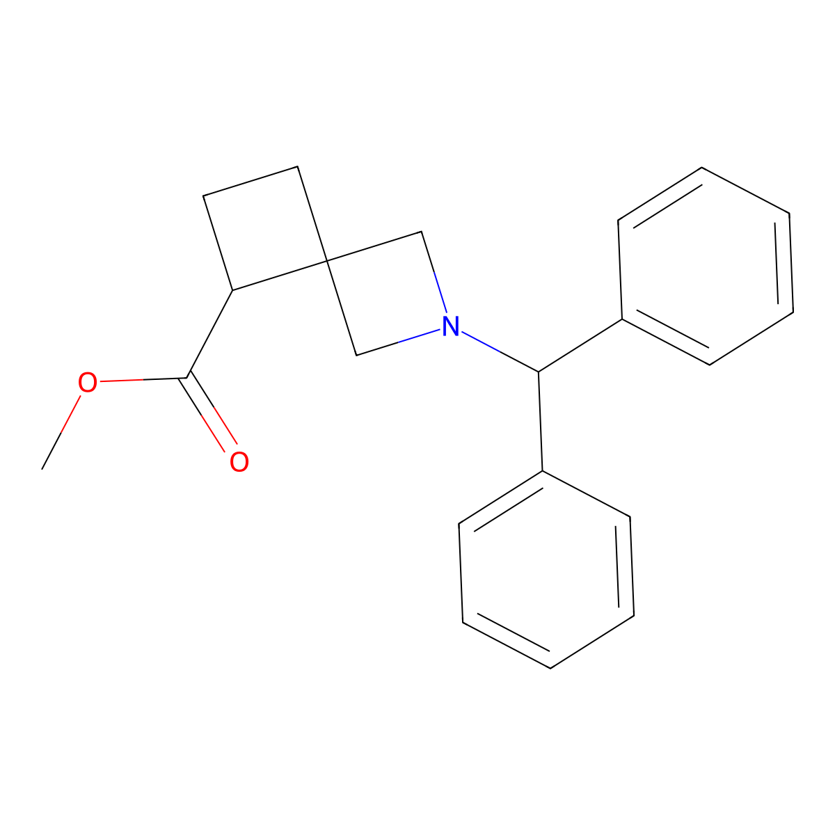 Methyl 2-benzhydryl-2-azaspiro[3.3]heptane-5-carboxylate molecular structure, CAS 1263296-85-0