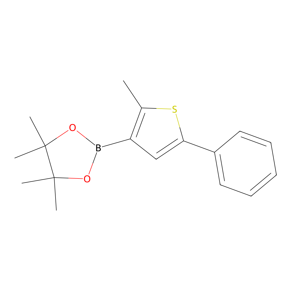 4,4,5,5-Tetramethyl-2-(2-methyl-5-phenylthiophen-3-yl)-1,3,2-dioxaborolane molecular structure, CAS 1263307-42-1