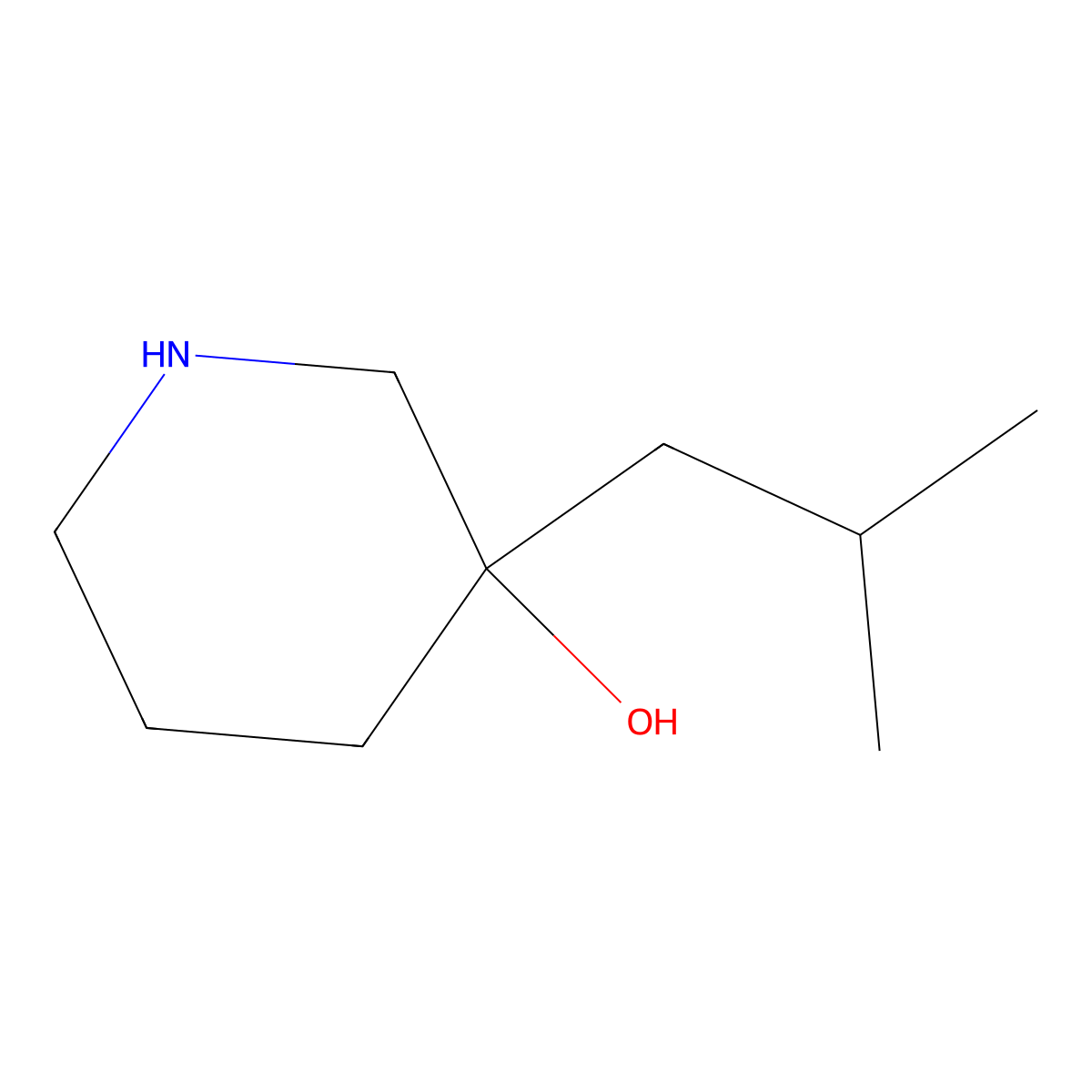 3-Isobutylpiperidin-3-ol molecular structure, CAS 1263315-09-8