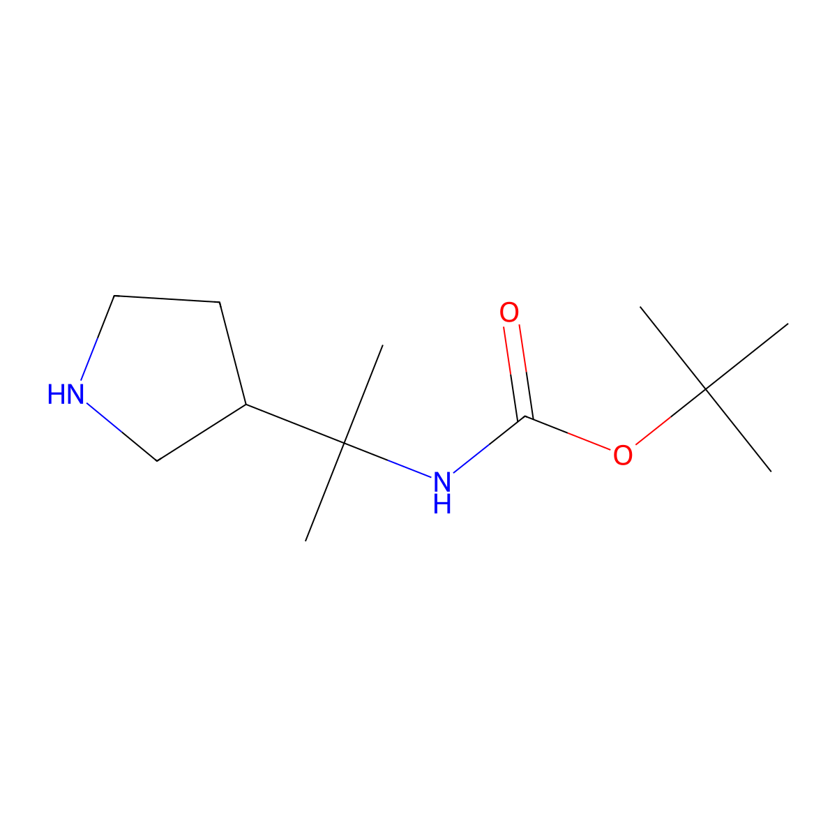 tert-butyl N-[2-(pyrrolidin-3-yl)propan-2-yl]carbamate molecular structure, CAS 1263315-81-6