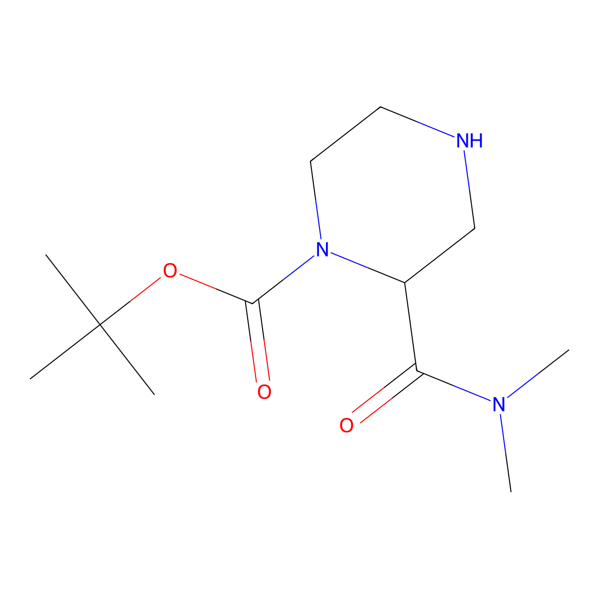 Tert-butyl 2-(dimethylcarbamoyl)piperazine-1-carboxylate molecular structure, CAS 1263315-97-4