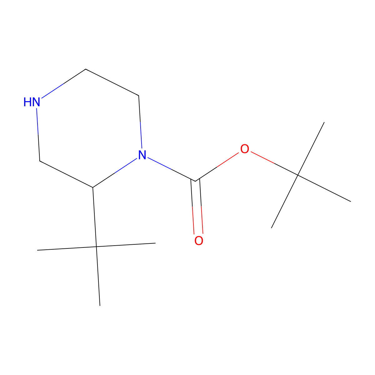 (S)-1-Boc-2-(tert-butyl)piperazine molecular structure, CAS 1263316-22-8