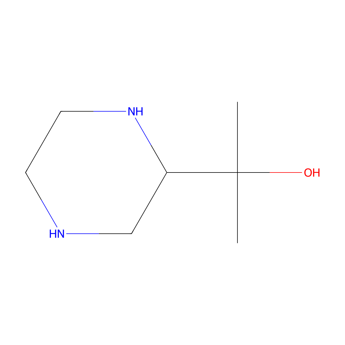 2-(Piperazin-2-yl)propan-2-ol molecular structure, CAS 1263316-48-8