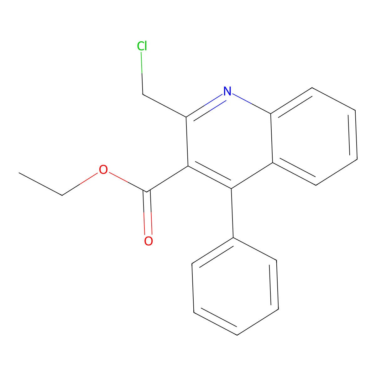 Ethyl 2-(chloromethyl)-4-phenylquinoline-3-carboxylate molecular structure, CAS 126334-84-7