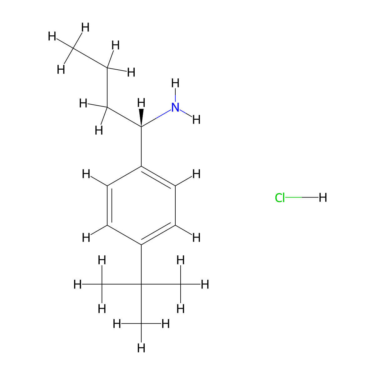 (S)-1-(4-(tert-Butyl)phenyl)butan-1-amine hydrochloride molecular structure, CAS 1263363-60-5