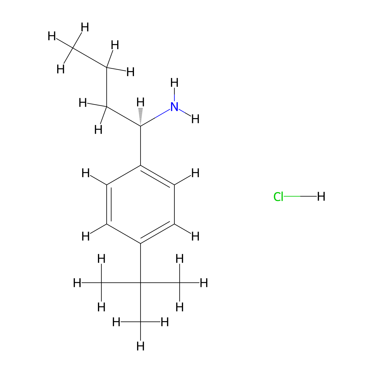 (R)-1-(4-(tert-Butyl)phenyl)butan-1-amine hydrochloride molecular structure, CAS 1263363-70-7