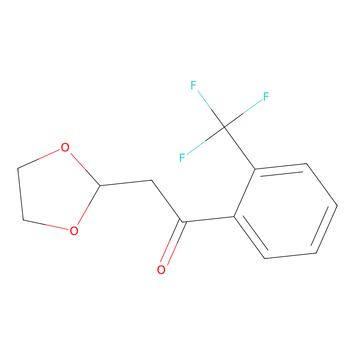2-(1,3-Dioxolan-2-yl)-1-(2-trifluoromethyl-phenyl)-ethanone molecular structure, CAS 1263365-56-5