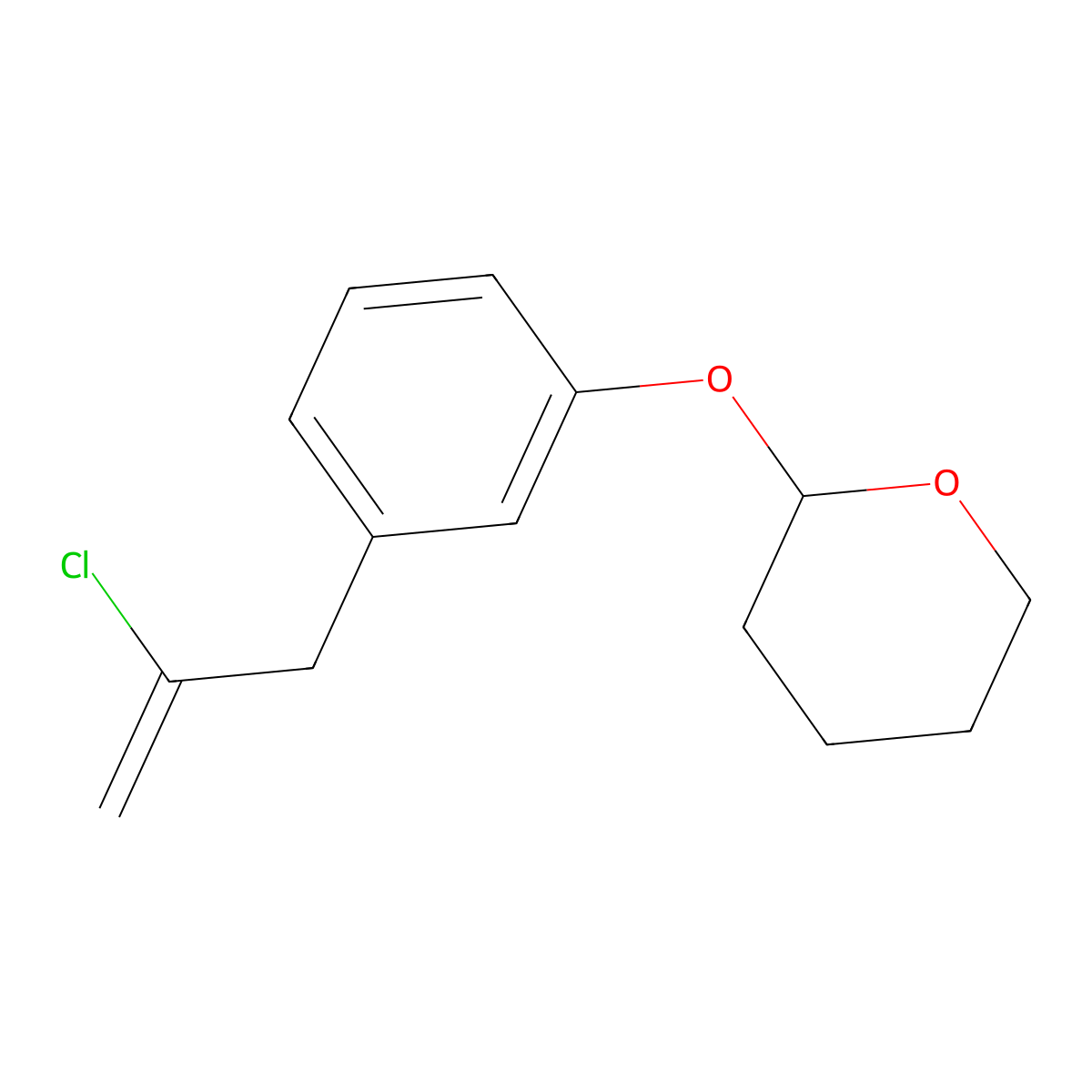 2-Chloro-3-(3-(Tetrahydro-pyran-2-yloxy)phenyl)-1-propene molecular structure, CAS 1263365-81-6