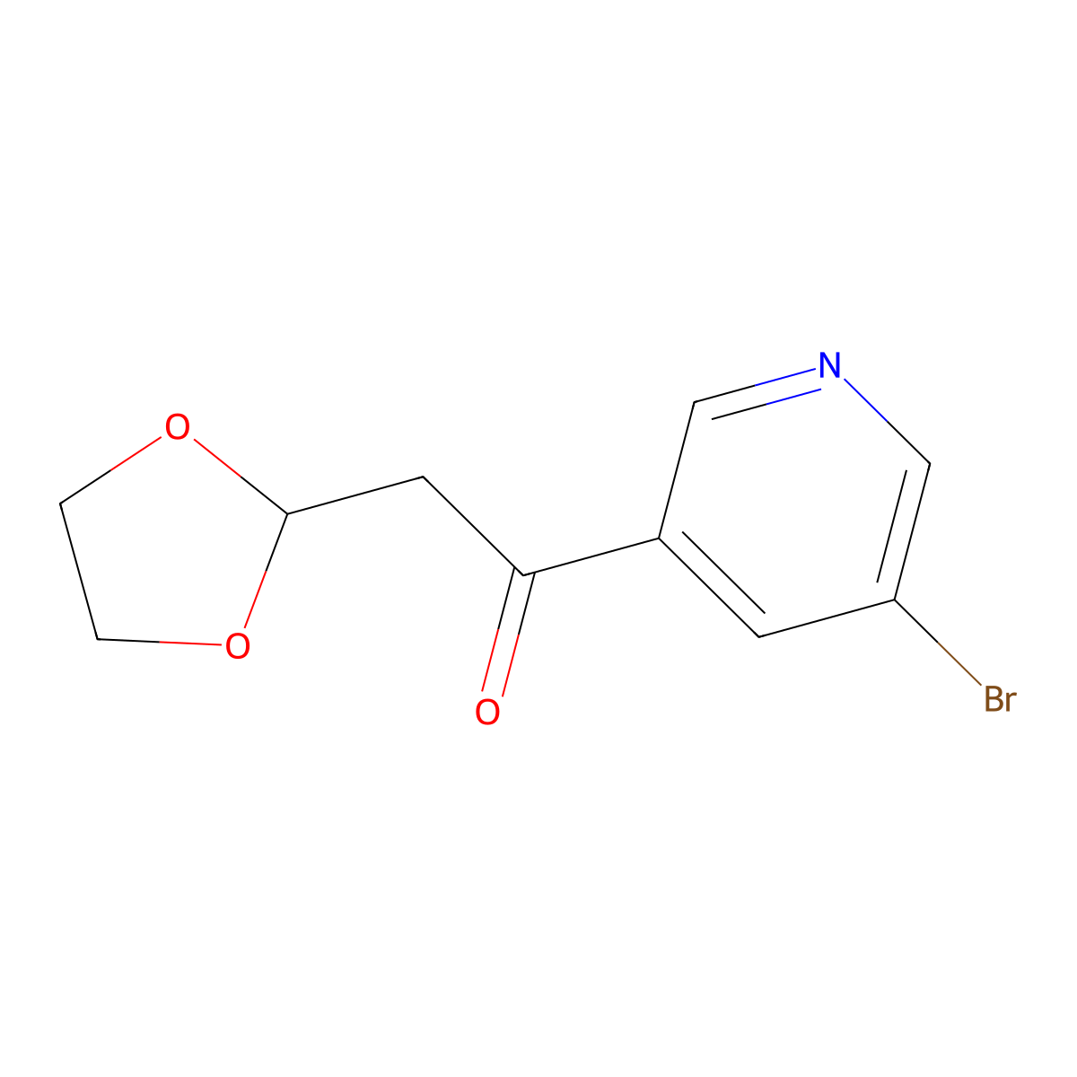 1-(5-Bromo-pyridin-3-yl)-2-(1,3-dioxolan-2-yl)-ethanone molecular structure, CAS 1263365-82-7