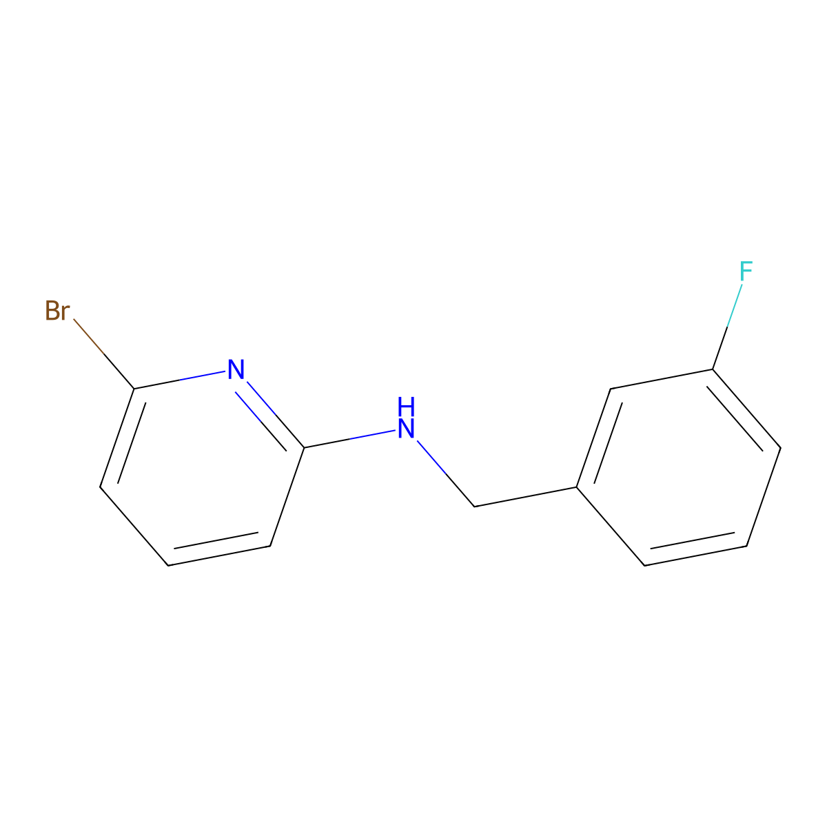 6-bromo-N-(3-fluorobenzyl)pyridin-2-amine molecular structure, CAS 1263374-07-7