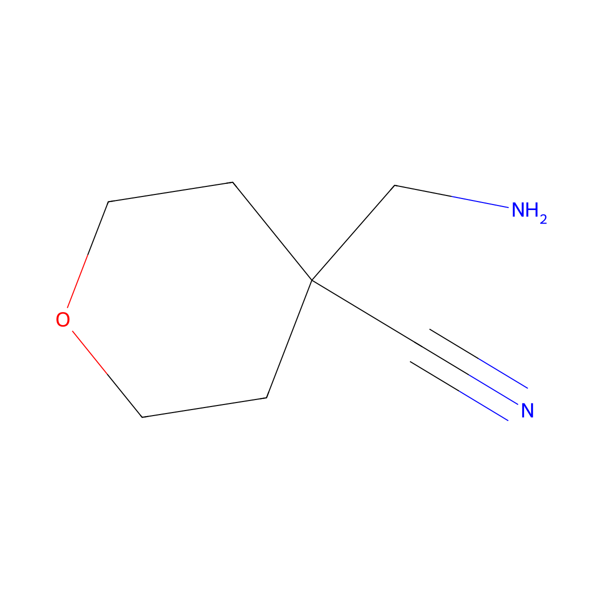4-(Aminomethyl)oxane-4-carbonitrile molecular structure, CAS 1263374-32-8