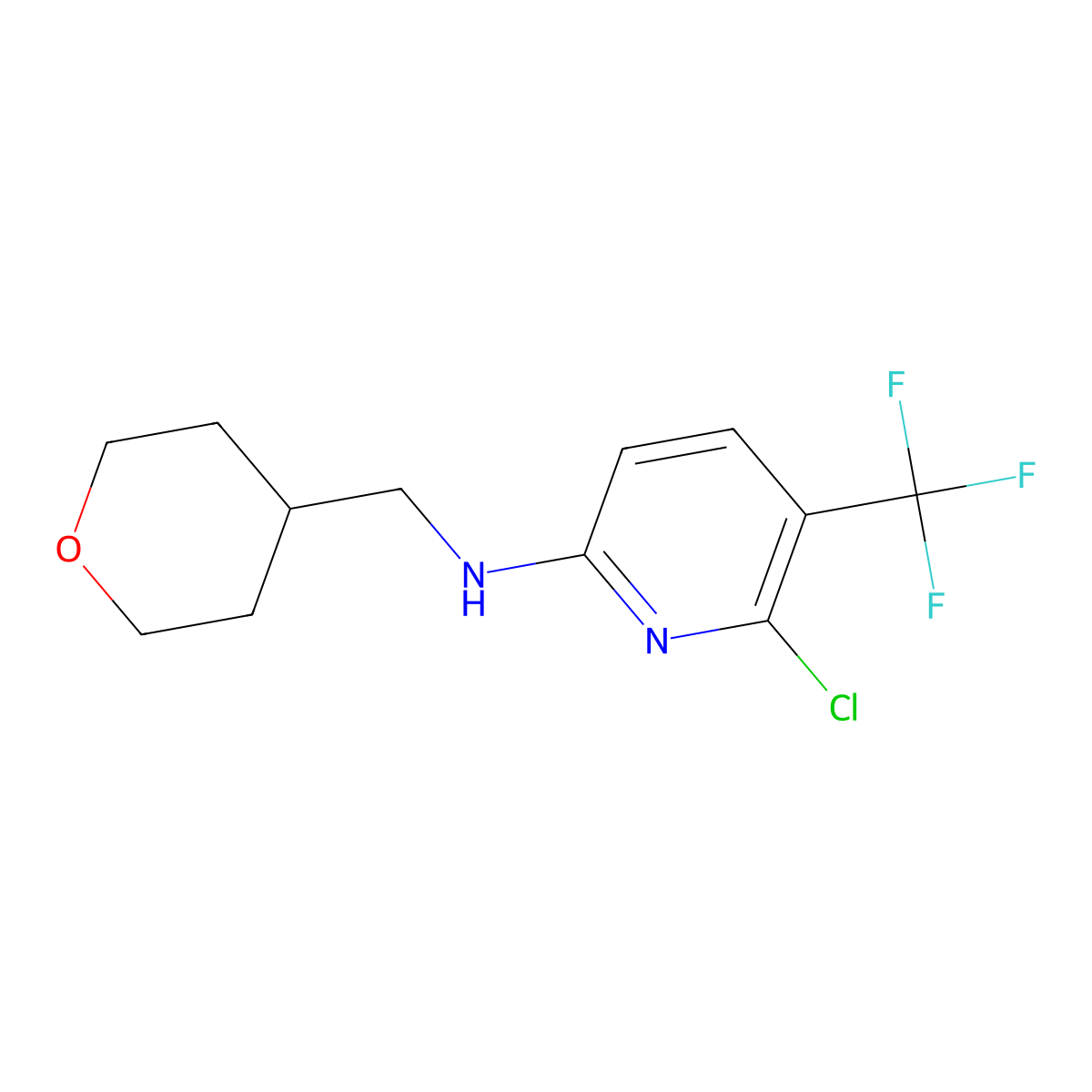 6-Chloro-N-((tetrahydro-2H-pyran-4-yl)methyl)-5-(trifluoromethyl)pyridin-2-amine molecular structure, CAS 1263374-36-2