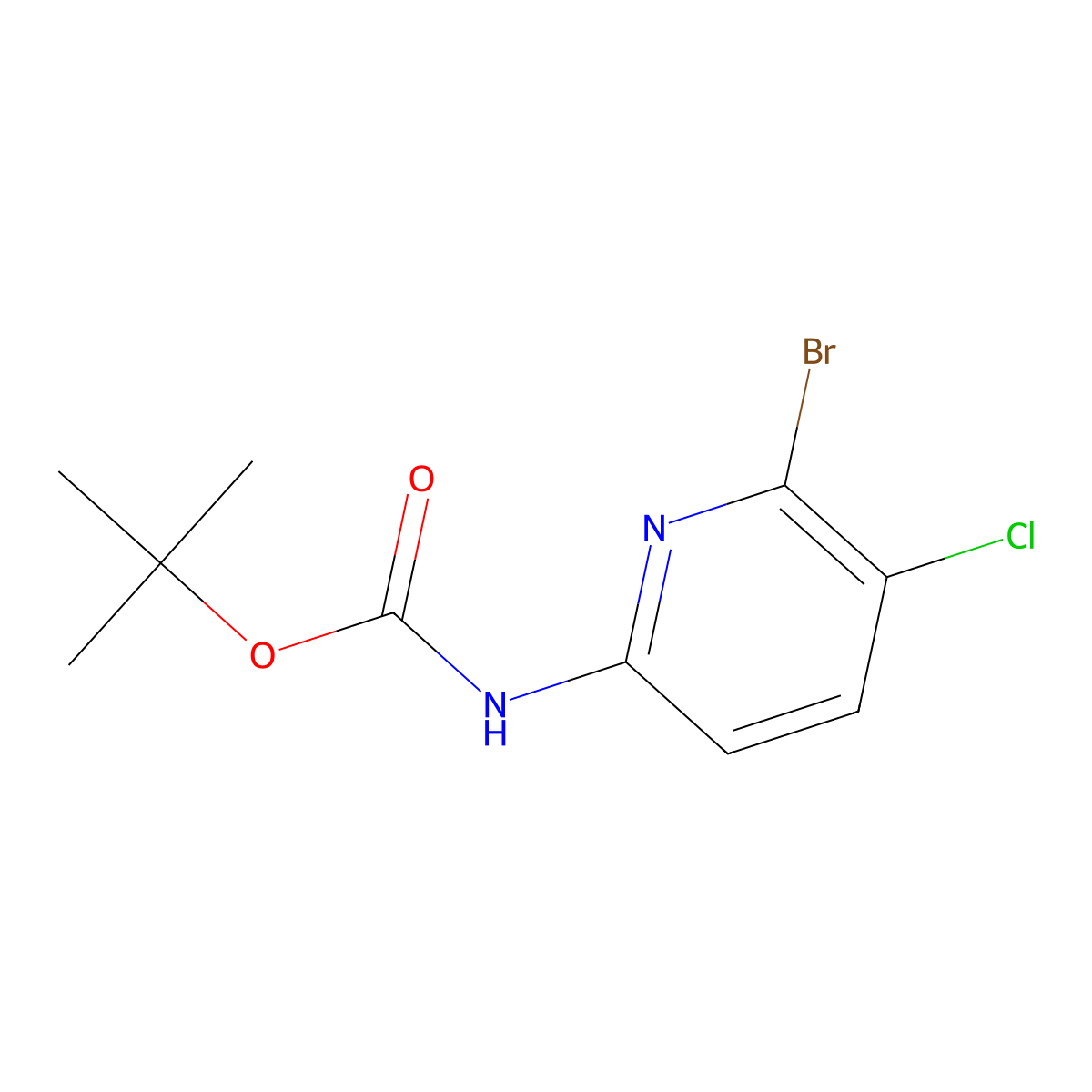 tert-Butyl (6-bromo-5-chloropyridin-2-yl)carbamate molecular structure, CAS 1263374-39-5